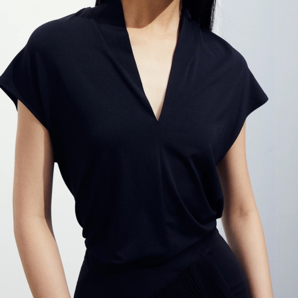 Black V-neck Top